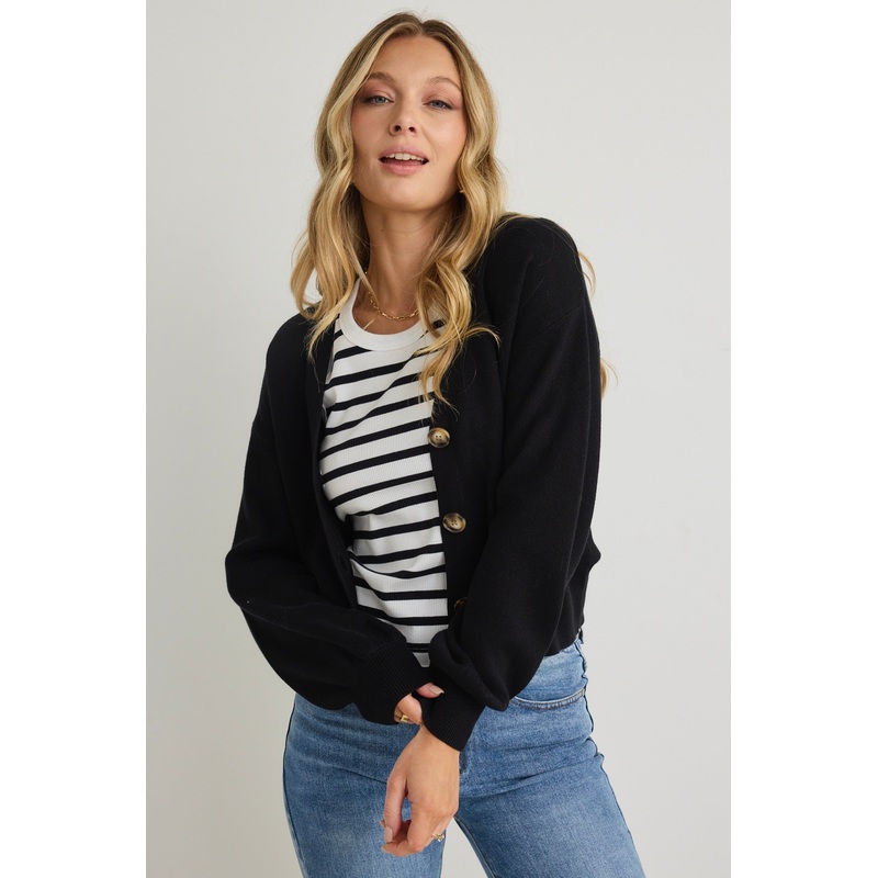 Agatha Black Fine Knit Cardigan