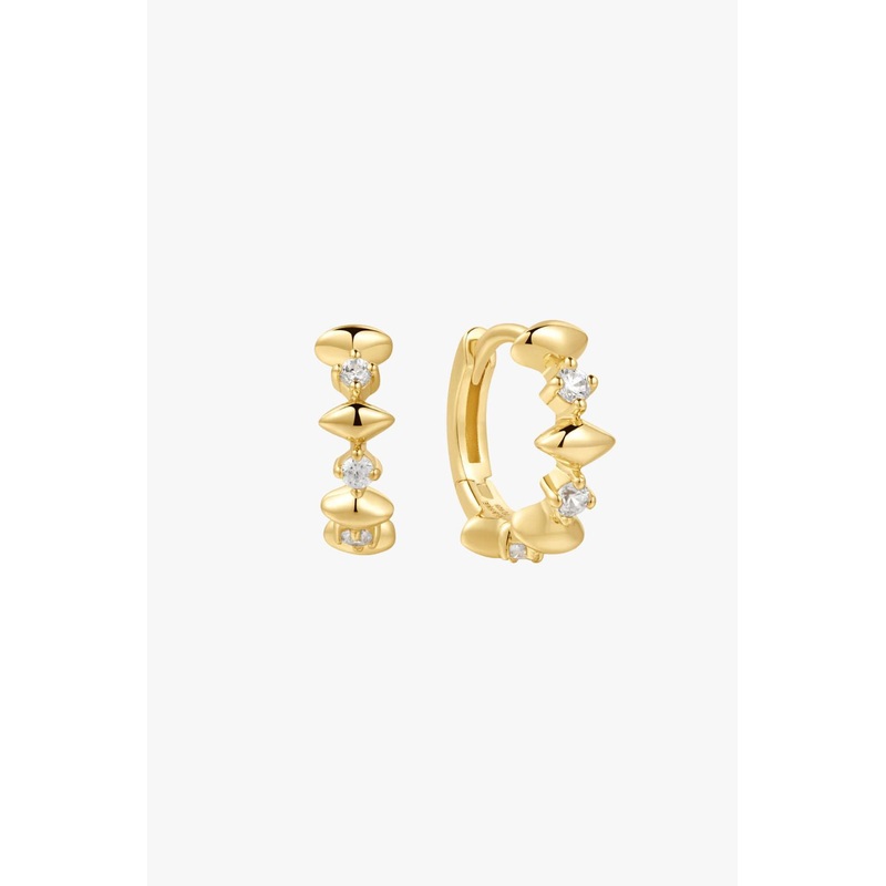 Art Deco Sparkle Gold Huggie Earring