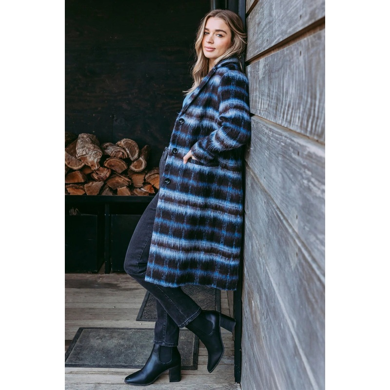 Bennett Chocolate Blue Check Coat