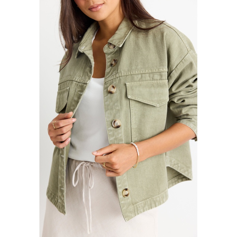 Echo Khaki Patch Pocket Denim Jacket