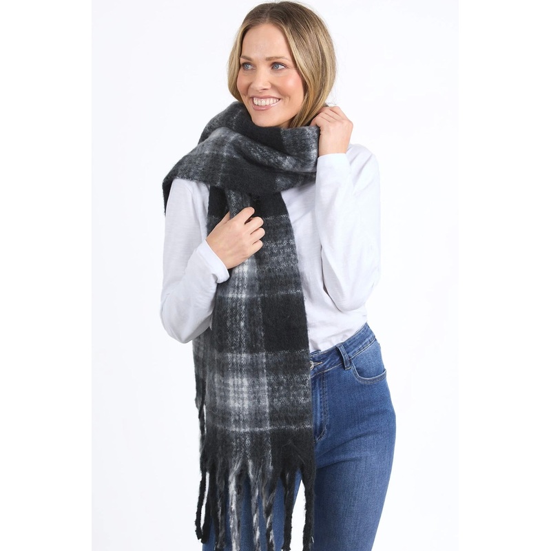 Elm Black White Check Comfy Scarf