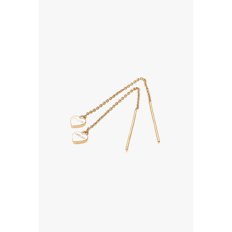 Falling Stolen Heart Thread Earrings 18ct Gold Plated