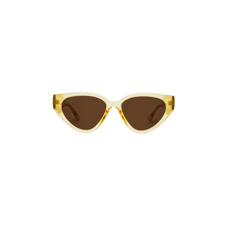 Fly Girl Oval Cateye Yellow Framed Sunglasses with Brown Lens