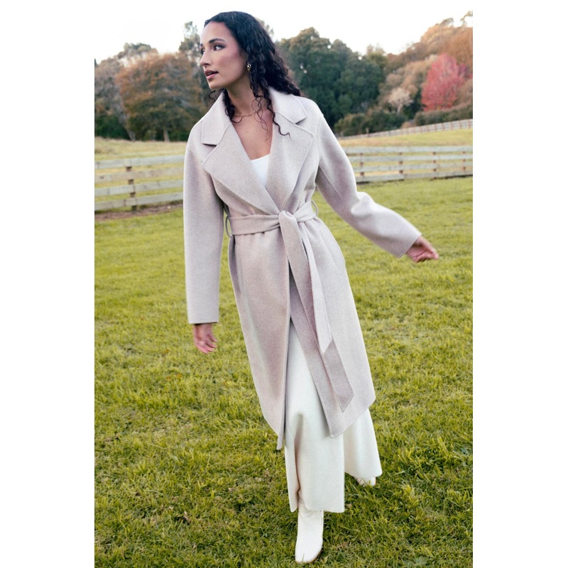 Geneva Oat Wool Blend Belted Coat