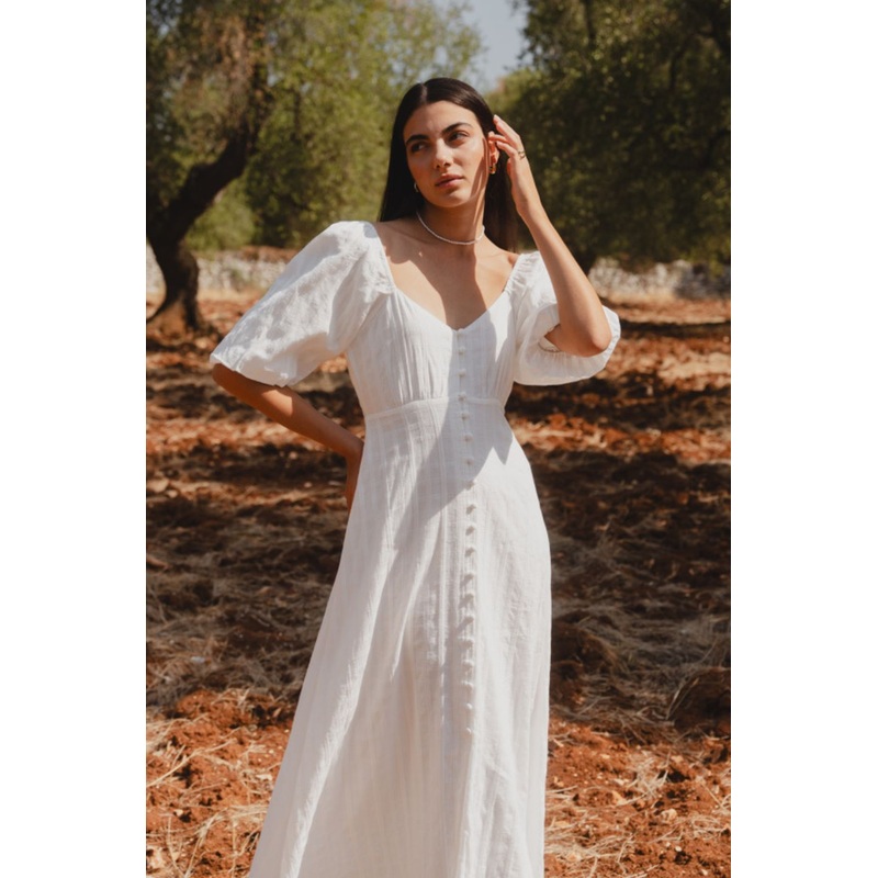 Heartfelt Ivory Check SS Button Front Midi Dress