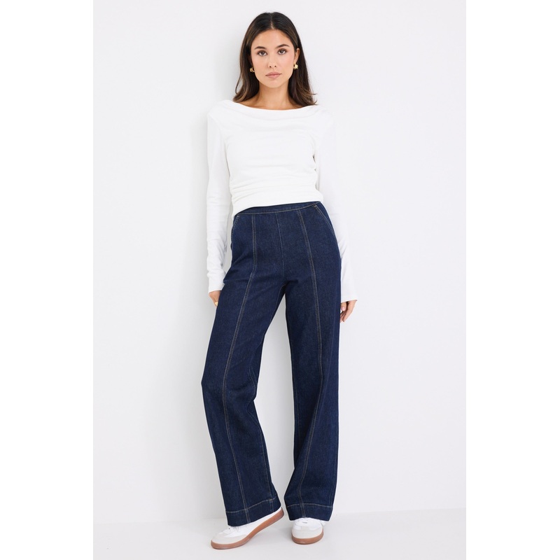 Imperial Indigo Flat Front Wide Leg Jean