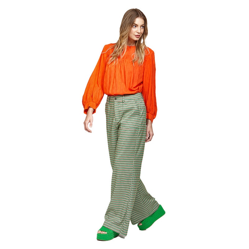 Lucid Orange Neck Frill LS Top