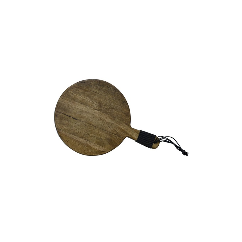 Mini Wood Round Grey Wash Cheeseboard w Handle