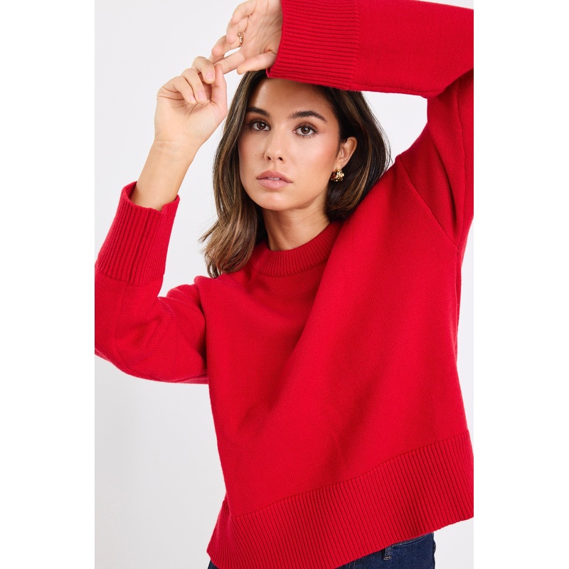 Negative Red Crew Neck Jumper
