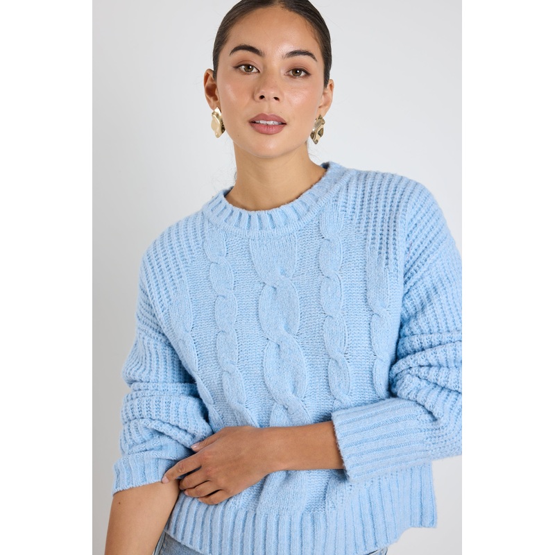 Nexus Ice Blue Cable Knit Jumper