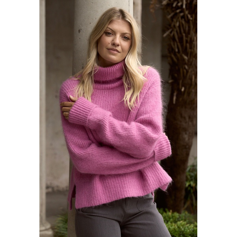 Penelope Fuchsia Roll Neck Knit Jumper