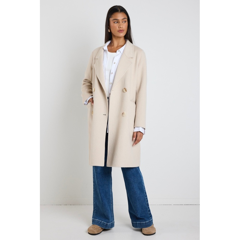 Stockholm Pumice Wool Blend Double Breasted Coat