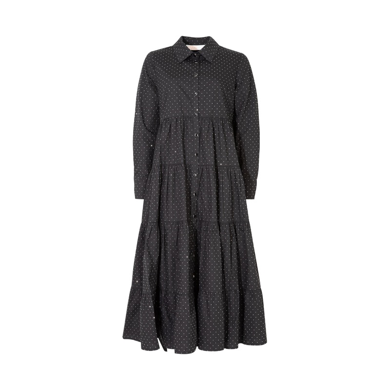 Sun & The Swoon Black Diamante LS Midi Dress
