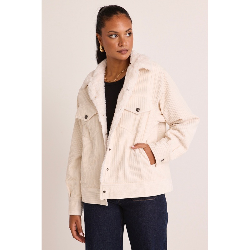 Truthful Pumice Cord Longline Shacket
