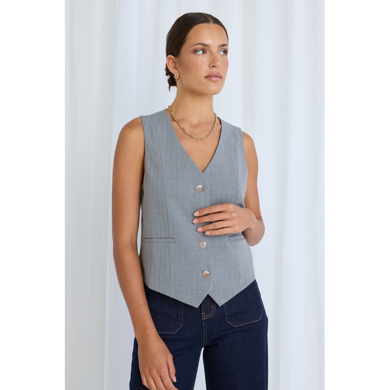 Virtue Grey Pinstripe Vest