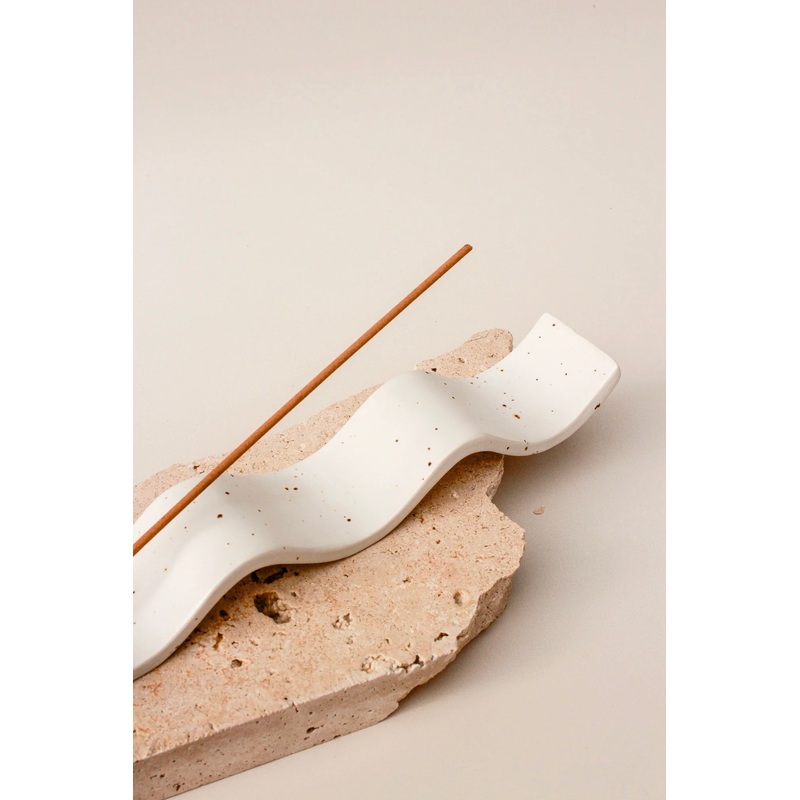 Waves Ivory Speckle Ceramic Incense Holder