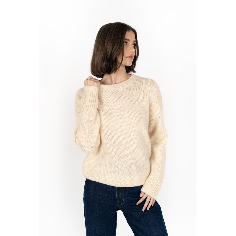Zia Buttermilk Crew Neck Knit Jumper