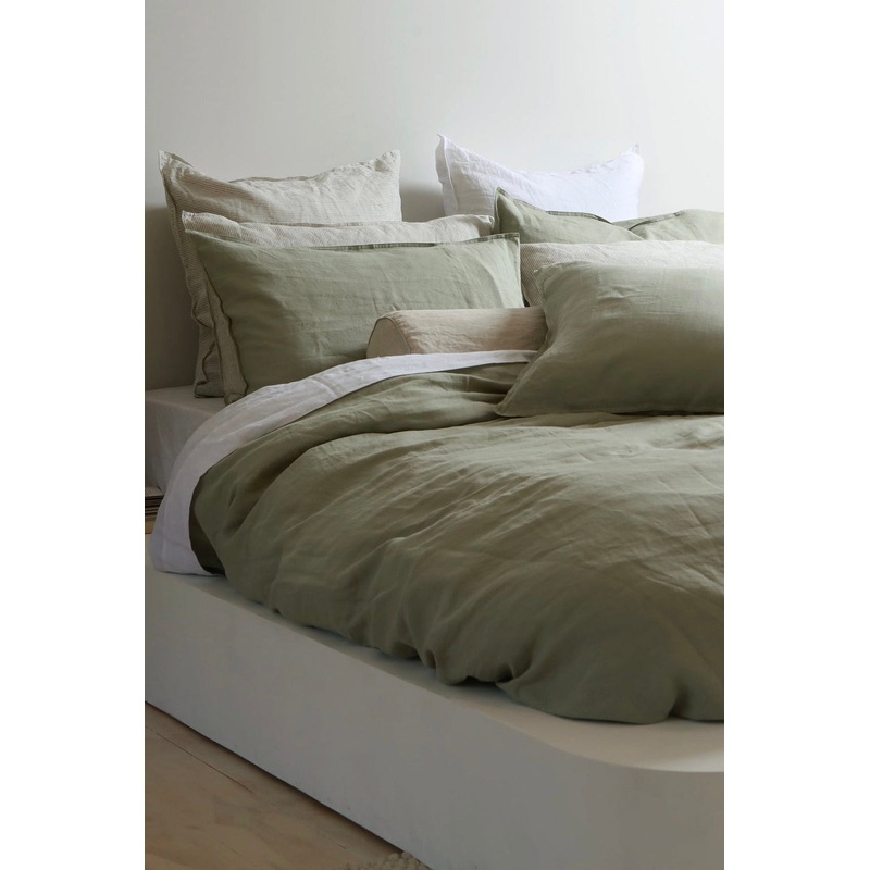 100% French Flax Linen Duvet Cover Set – Sage – King
