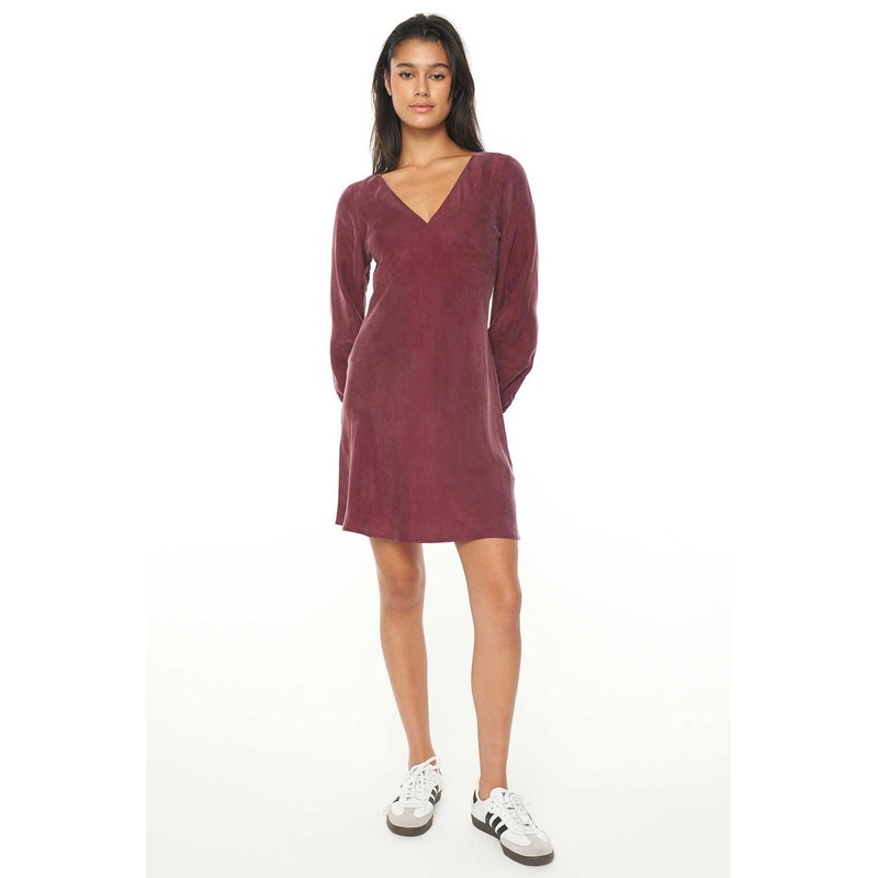 Alix Dark Cherry LS Mini Shift Dress