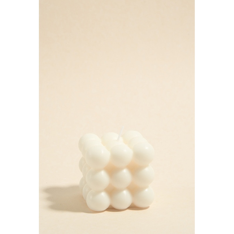 Bubble Cube Medium Handmade Soy Ivory Candle