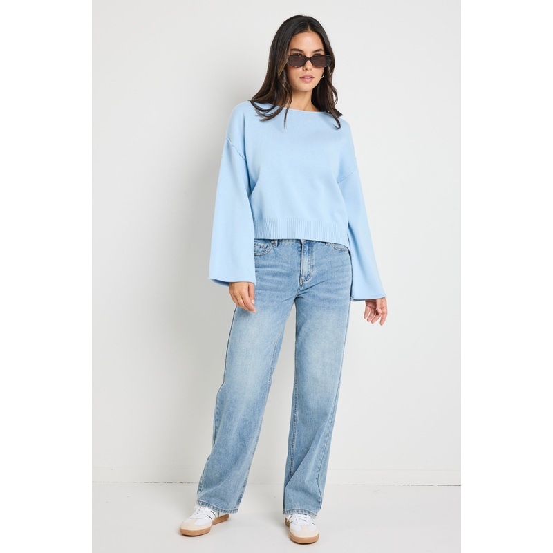 Daytime Ice Blue LS Cotton Jumper