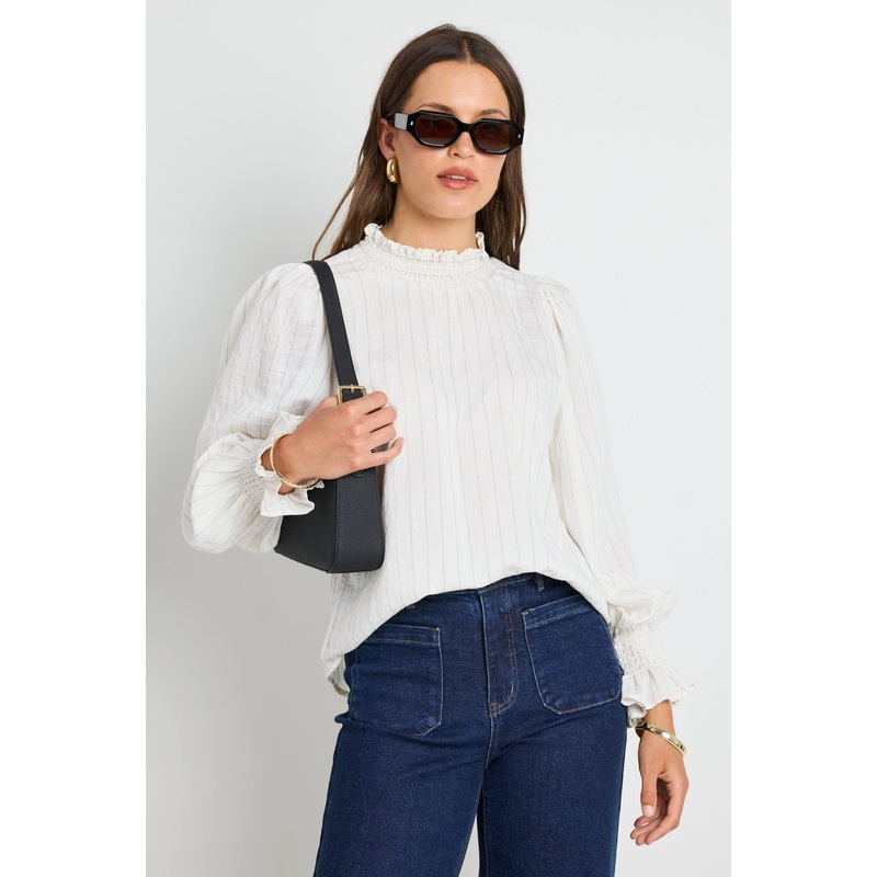 Emphatic Ivory Stripe High Neck Top