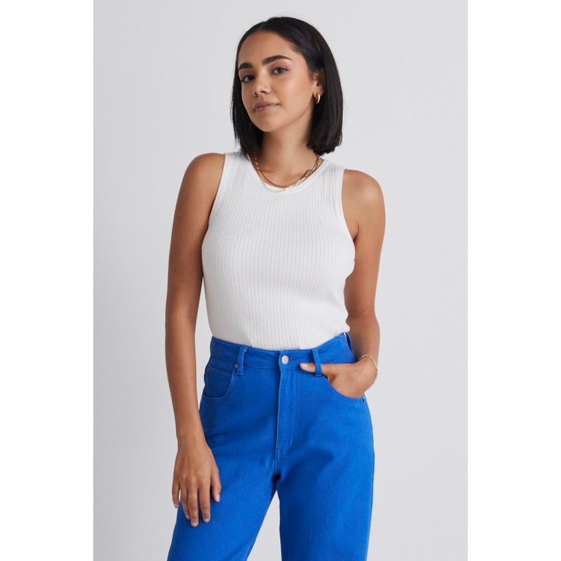 Envy White Rib Cut Away Tank