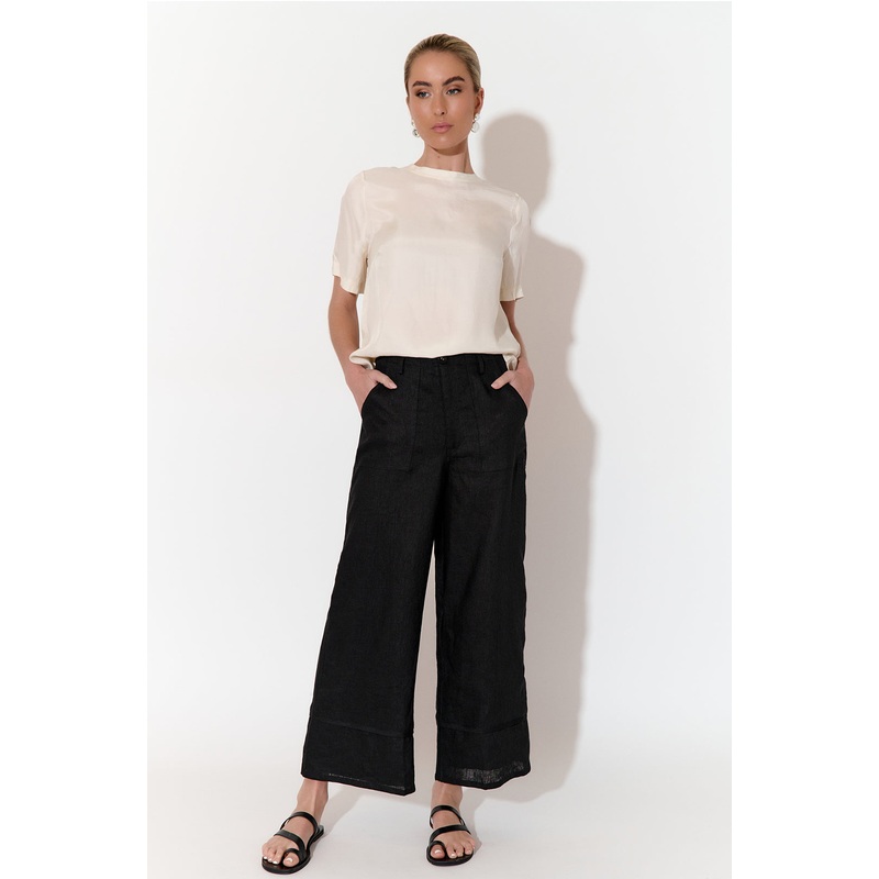 Gabriella Black Lined Linen Pant