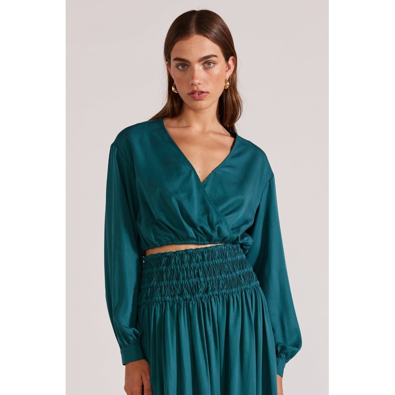 Leila Emerald LS Cropped Top
