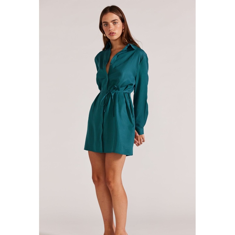 Leila Emerald LS Mini Dress