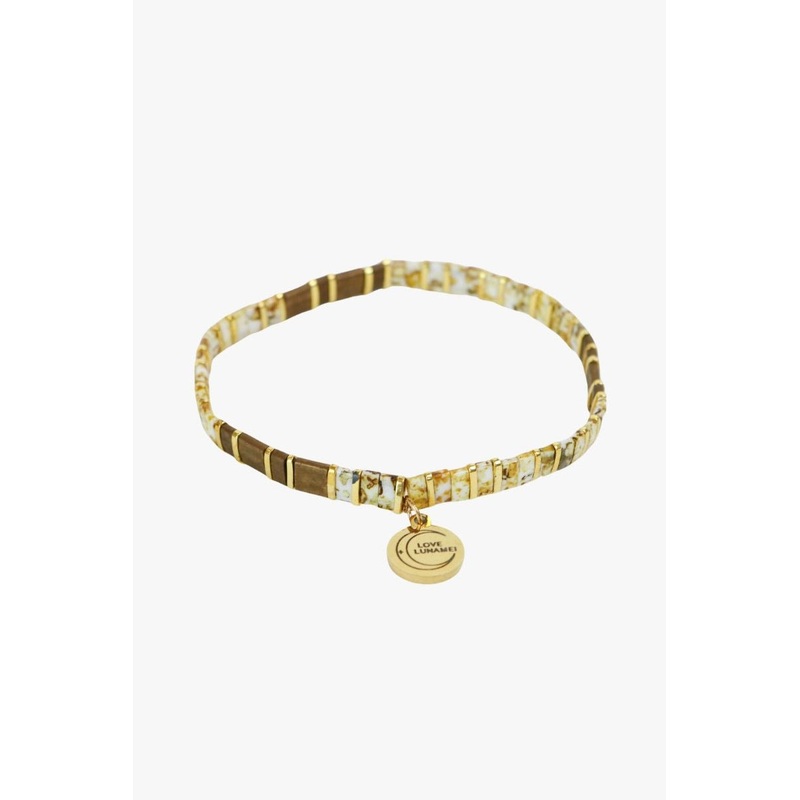 Love Ivory Bronze Gold with Gold Charm Bracelet