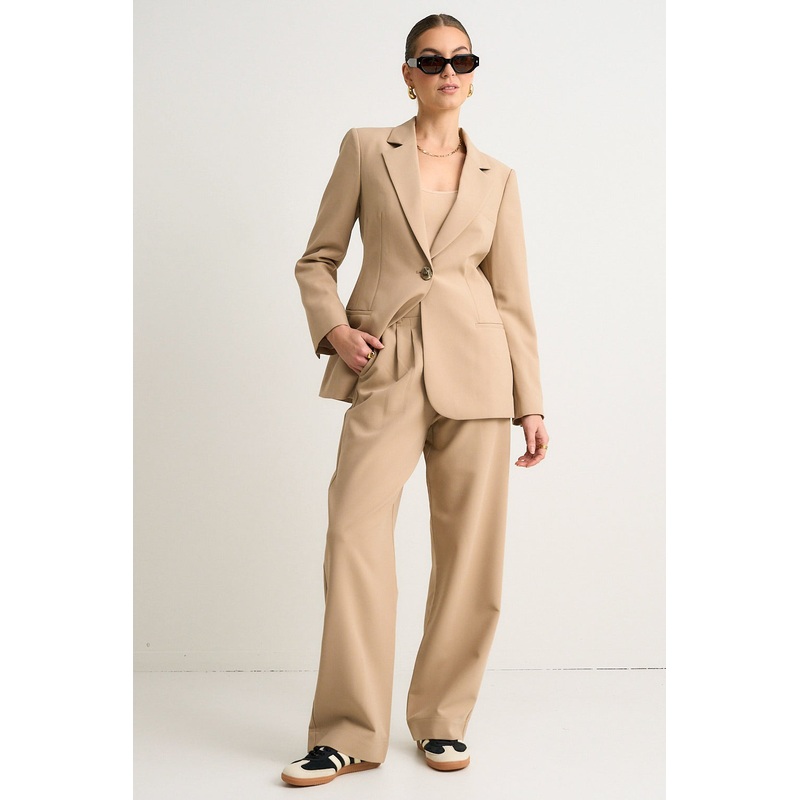 Sister Camel Textured Wide Leg Pants
