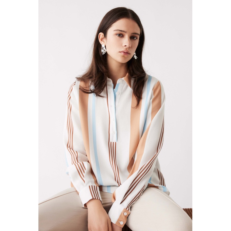 Skyline White Stripe LS Top