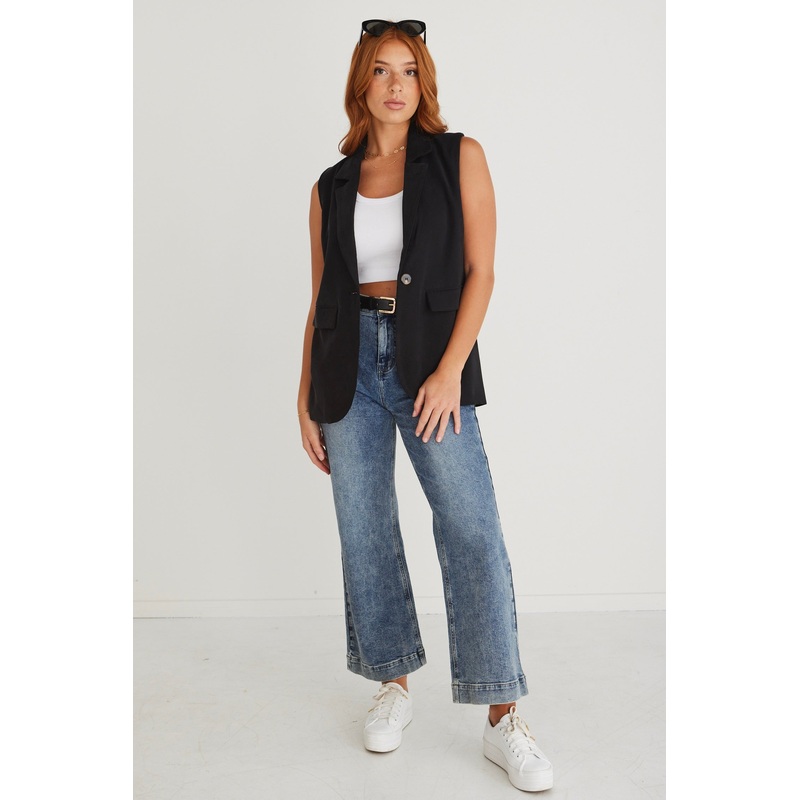 Vancouver Black Soft Touch Longline Vest