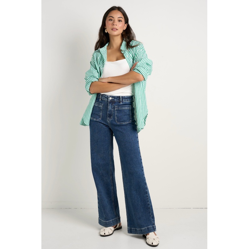 Zoey Mineral Blue High Rise Wide Leg Pocket Jean