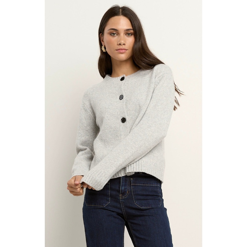 Crest Light Grey Marle Crewneck Cardigan