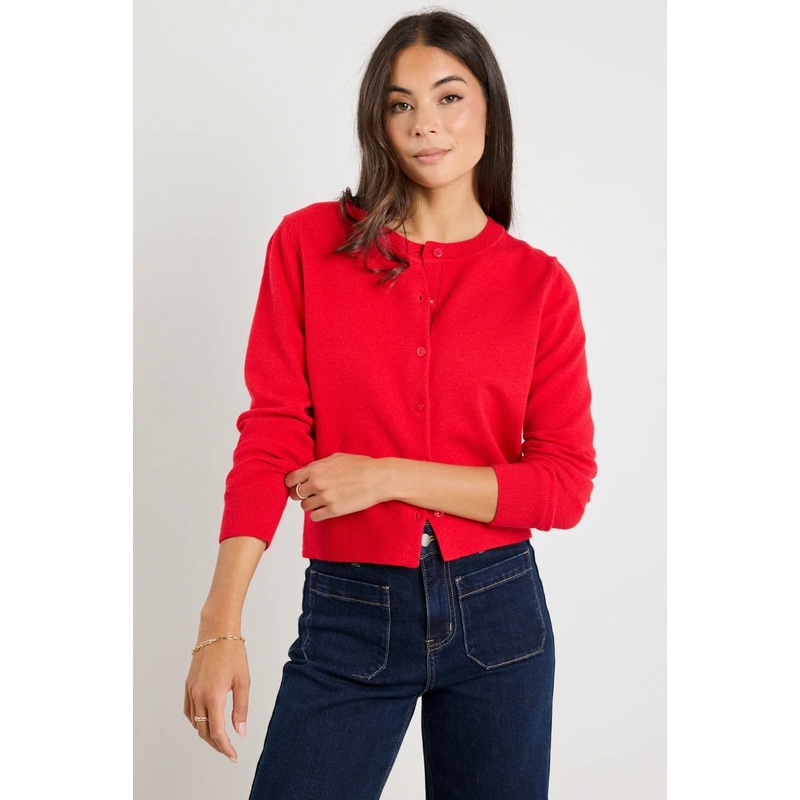Dedication Red Cashmere Blend Crewneck Cardigan