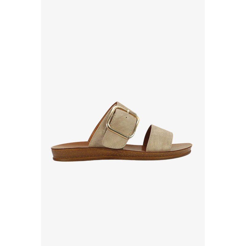 Doti Taupe Buckle Slide