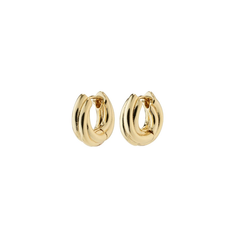 Edea Recycled Chunky Gold Plated EOL Huggie Hoop Earrings