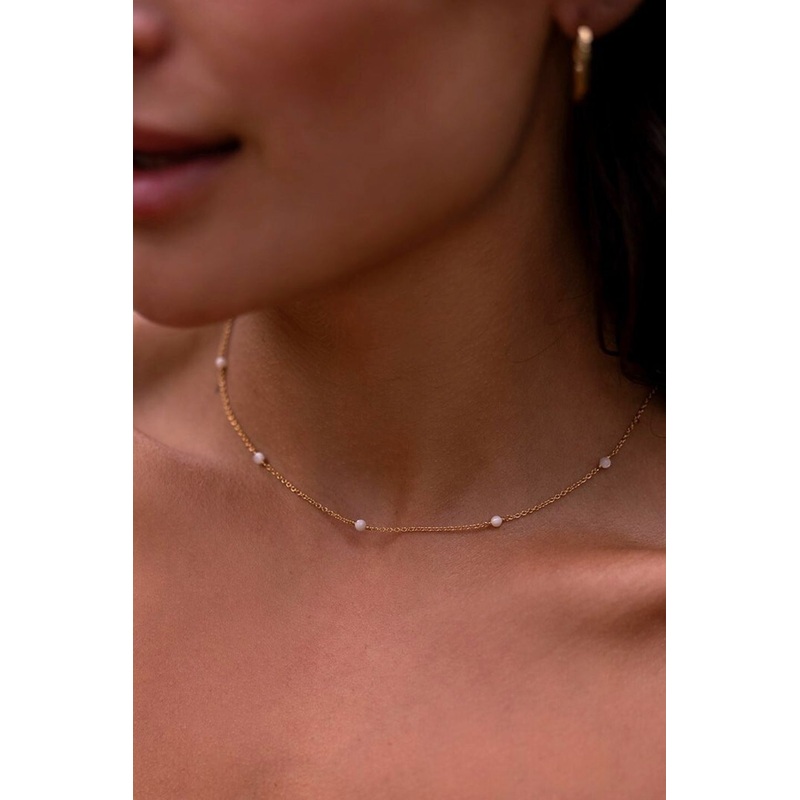 Elara Mother Of Pearl Ball 18k Gold Plate Necklace