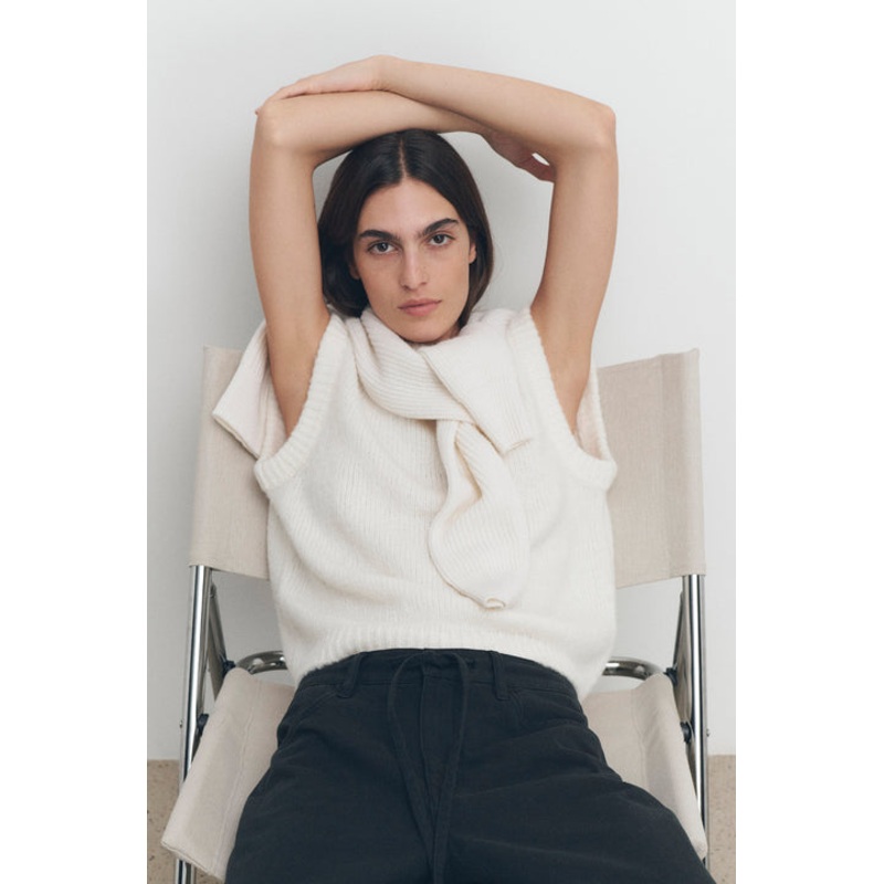 Everly Cream Knit Crew Neck Vest
