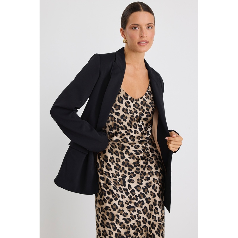 Exhibition Animal Satin V Neck Slip Dress