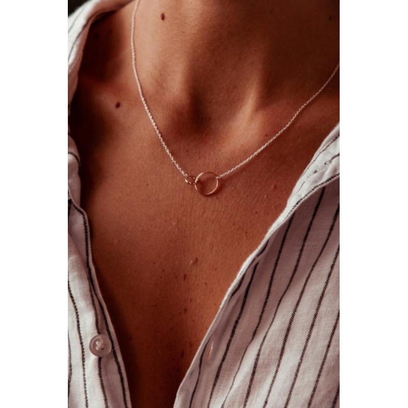 Friends 14k Gold Plate Double Circle Necklace