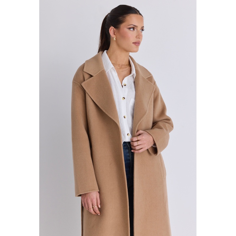 Geneva Camel Wool Blend Belted Coat