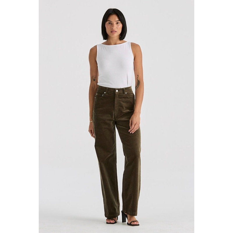 Hi Wide Deep Olive Cord Pant