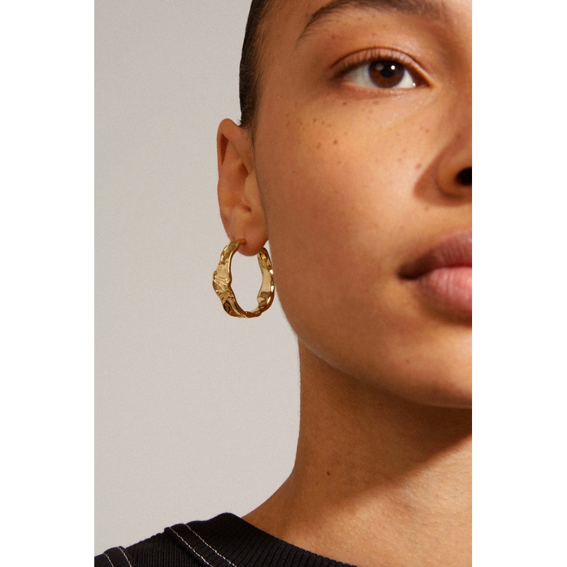 Julietta Beaten EOL Gold Recycled Hoop Earrings