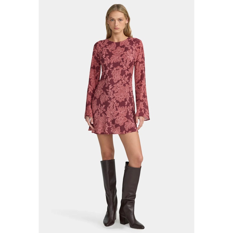Martini Plum Paisley LS Mini Dress
