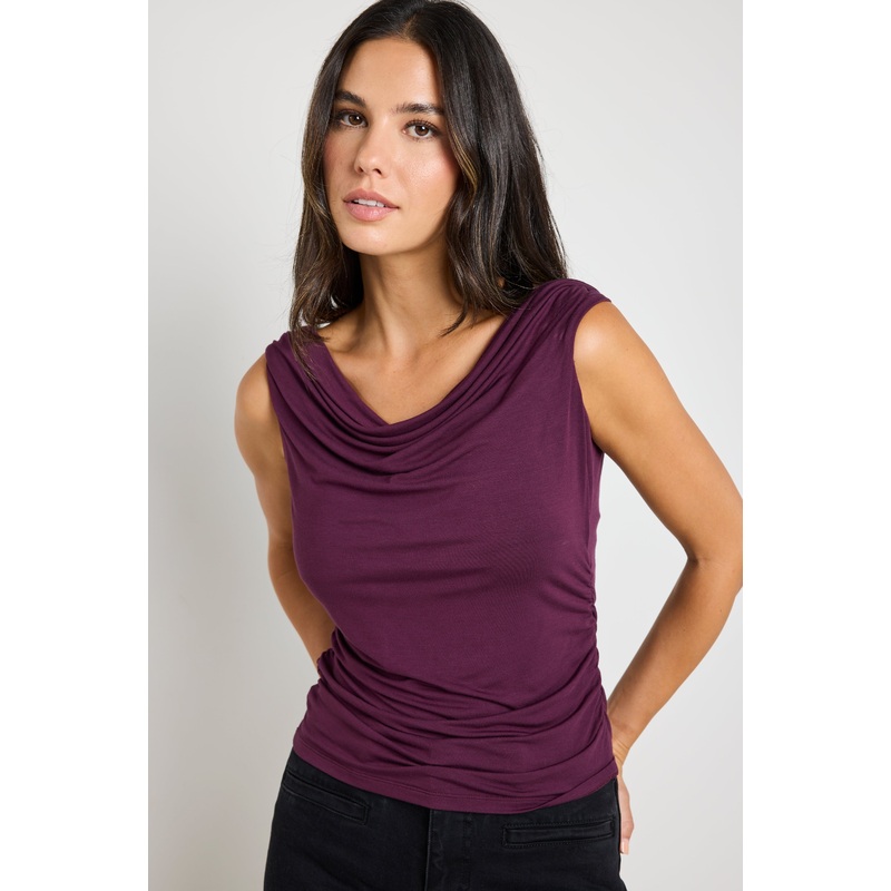 Nightlife Burgundy Plum Stretch One Shoulder Top