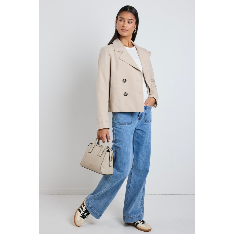 Pathway Taupe Cropped Trench Jacket