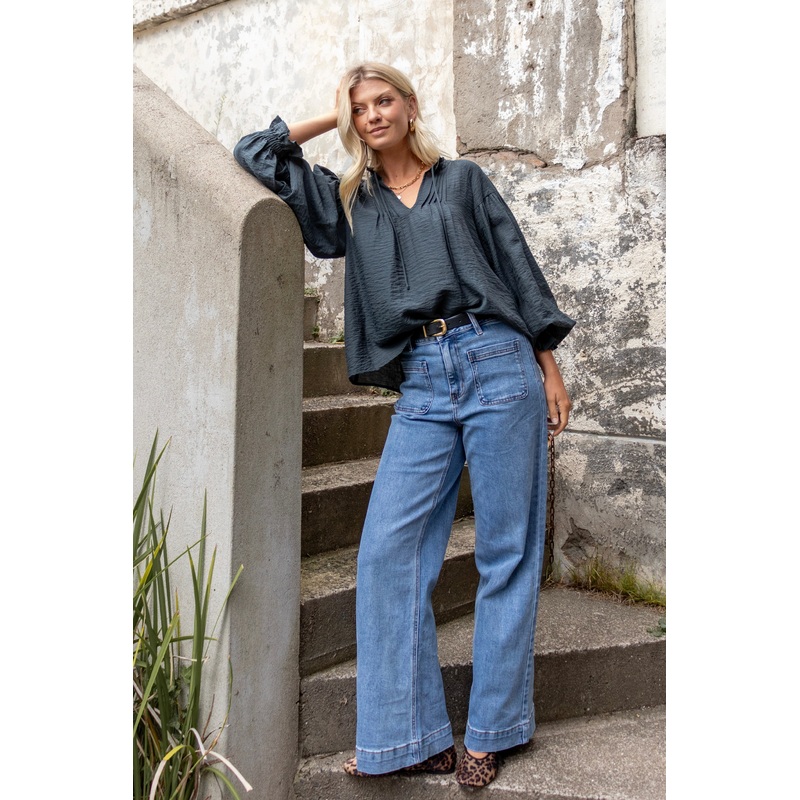 Refined Deep Forest LS Pintuck Top